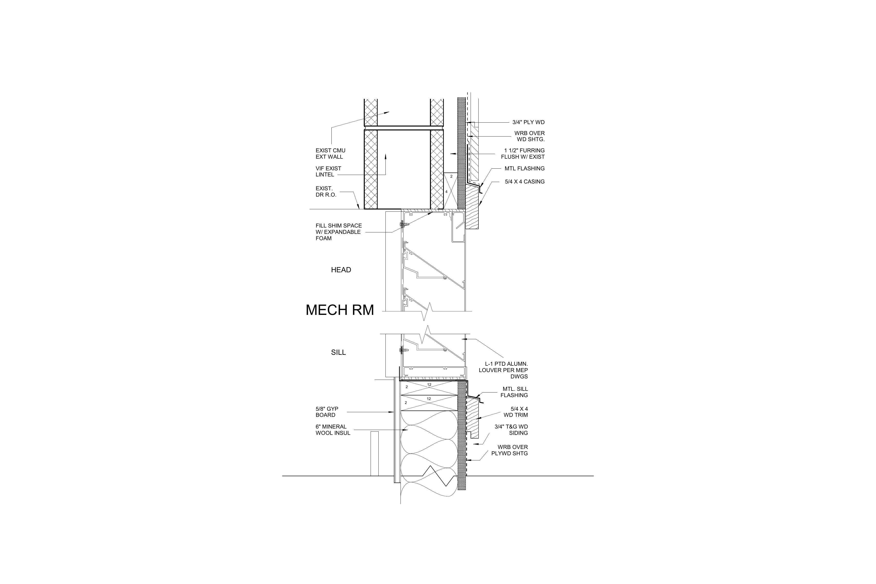 2101 Rockefeller Archive Center — louver L-1 head & sill detail